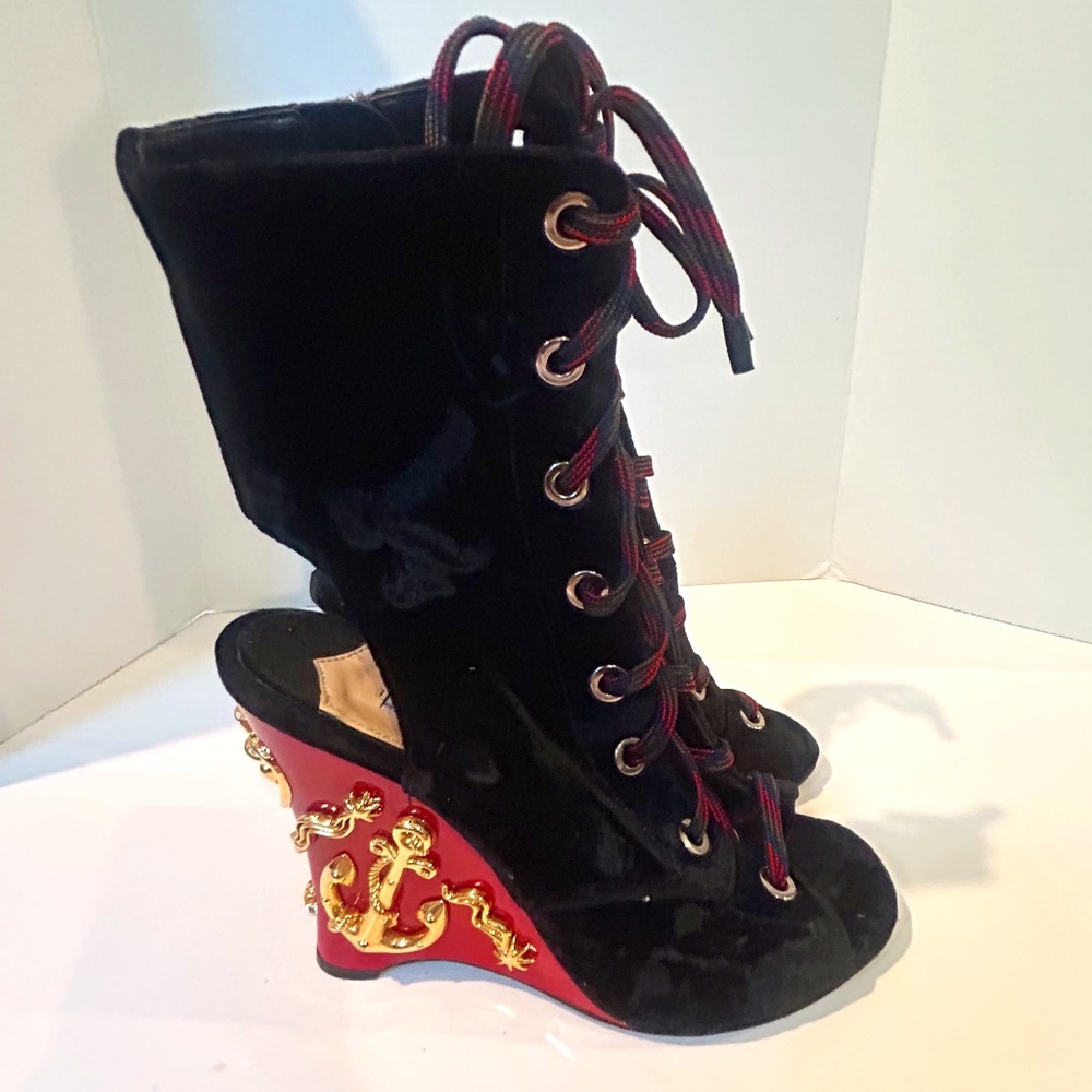 Black Velvet Vintage Prada Wedge